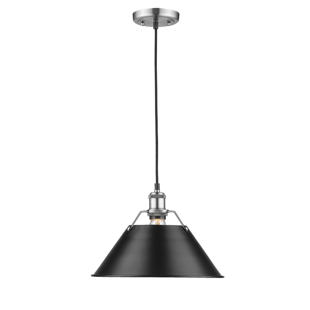 Golden - 3306-L PW-BLK - One Light Pendant - Orwell - Pewter