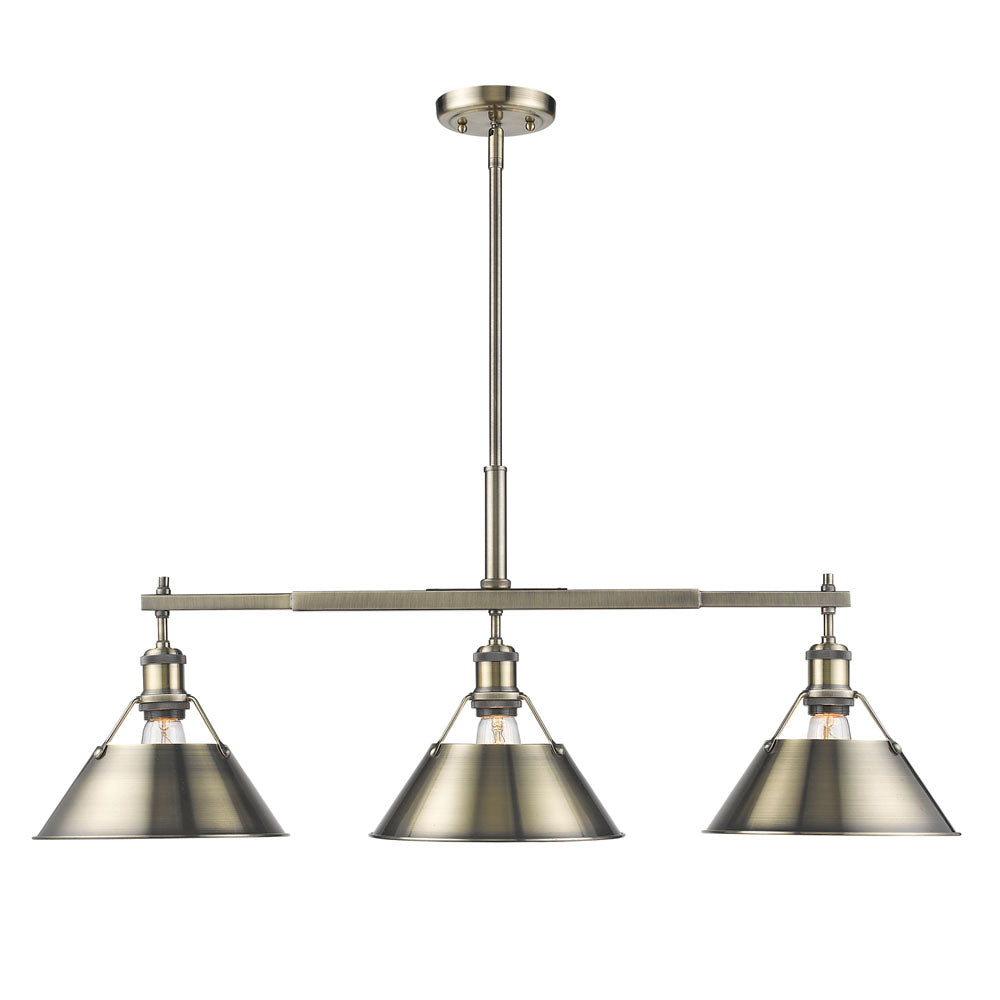 Golden - 3306-LP AB-AB - Three Light Linear Pendant - Orwell - Aged Brass