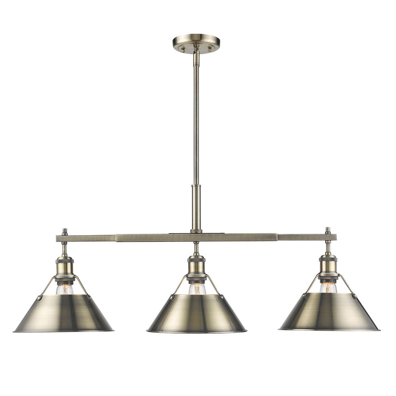 Golden - 3306-LP AB-AB - Three Light Linear Pendant - Orwell - Aged Brass