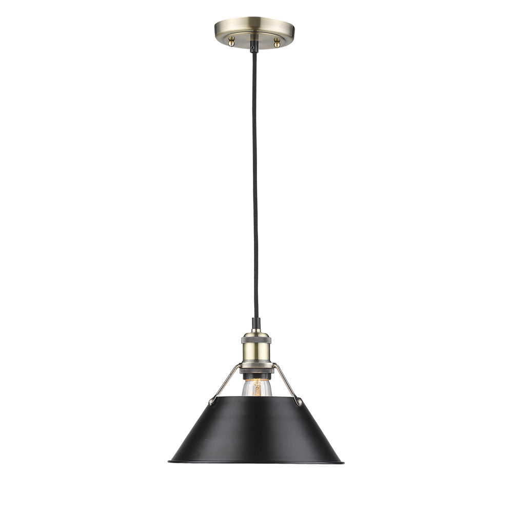 Golden - 3306-M AB-BLK - One Light Pendant - Orwell - Aged Brass
