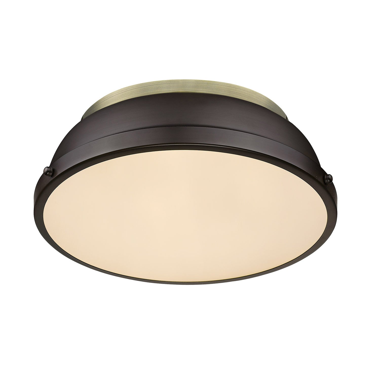 Golden - 3602-14 AB-RBZ - Two Light Flush Mount - Duncan - Aged Brass
