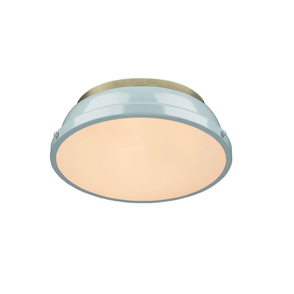 Golden - 3602-14 AB-SF - Two Light Flush Mount - Duncan - Aged Brass