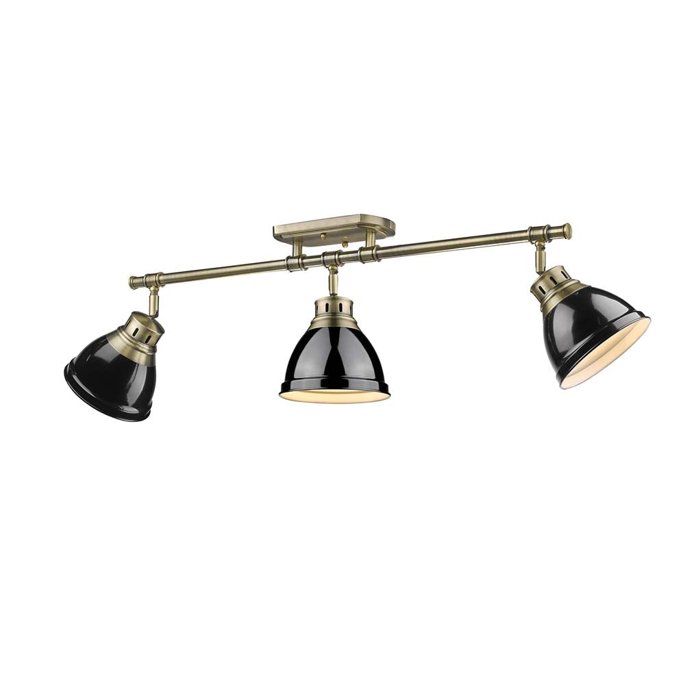 Golden - 3602-3SF AB-BK - Three Light Semi-Flush Mount - Duncan - Aged Brass