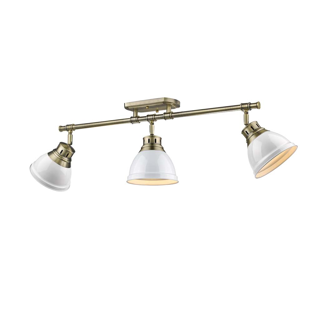 Golden - 3602-3SF AB-WH - Three Light Semi-Flush Mount - Duncan - Aged Brass