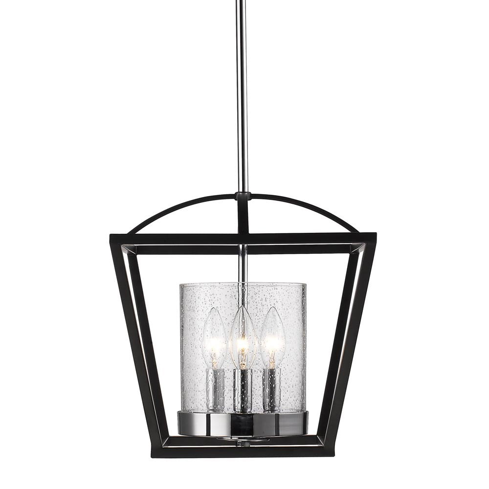Golden - 4309-SF BLK-SD - Three Light Semi-Flush Mount - Mercer - Matte Black