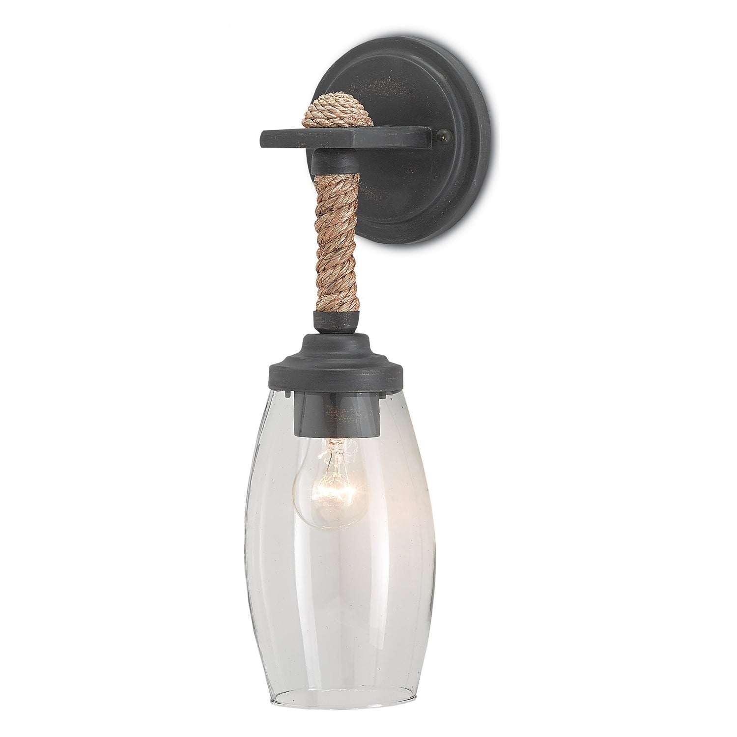 Currey and Company - 5000-0049 - One Light Wall Sconce - Hightider Collection - French Black/Natural