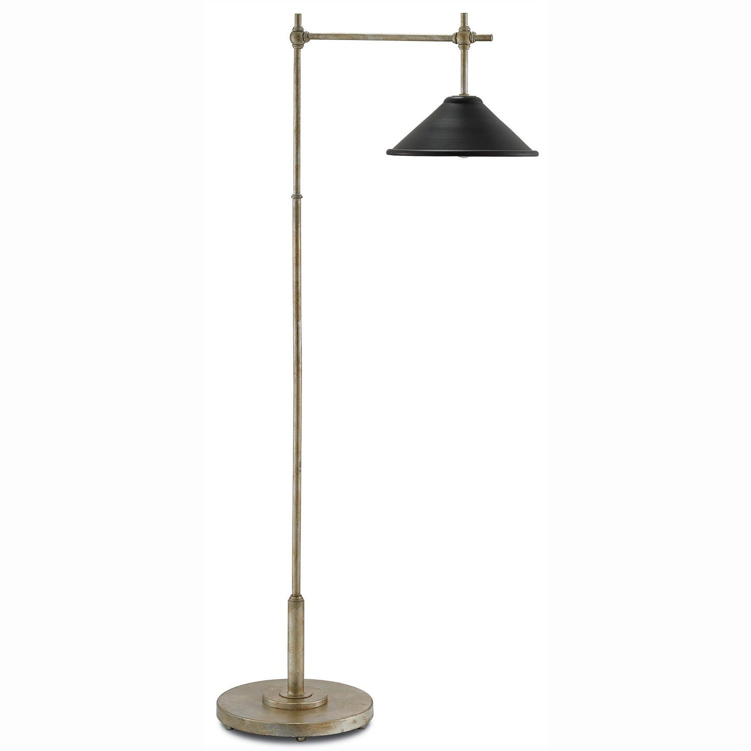 Currey and Company - 8000-0007 - One Light Floor Lamp - Dao Silver Floor Lamp - Silver Granello/Satin Black