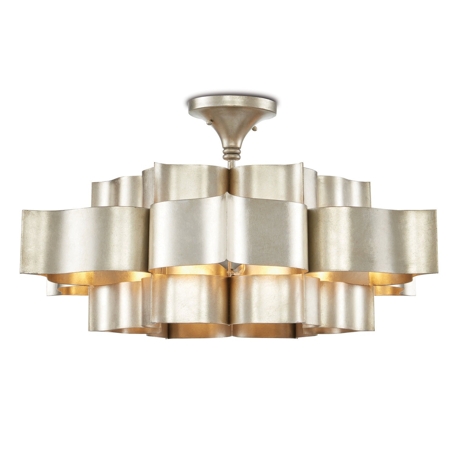 Currey and Company - 9000-0051 - Six Light Chandelier - Grand Lotus Collection - Contemporary Silver Leaf