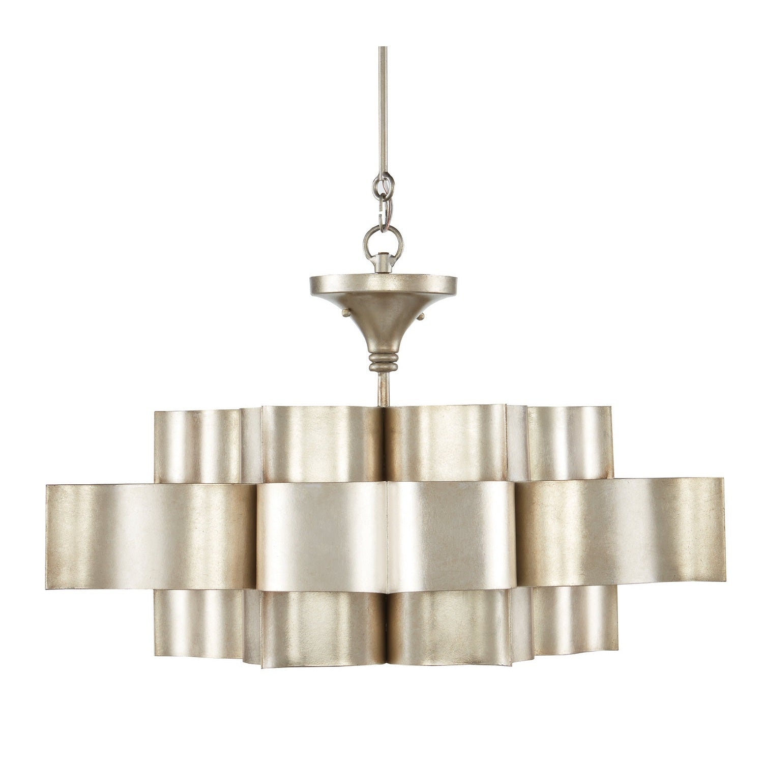 Currey and Company - 9000-0051 - Six Light Chandelier - Grand Lotus Collection - Contemporary Silver Leaf