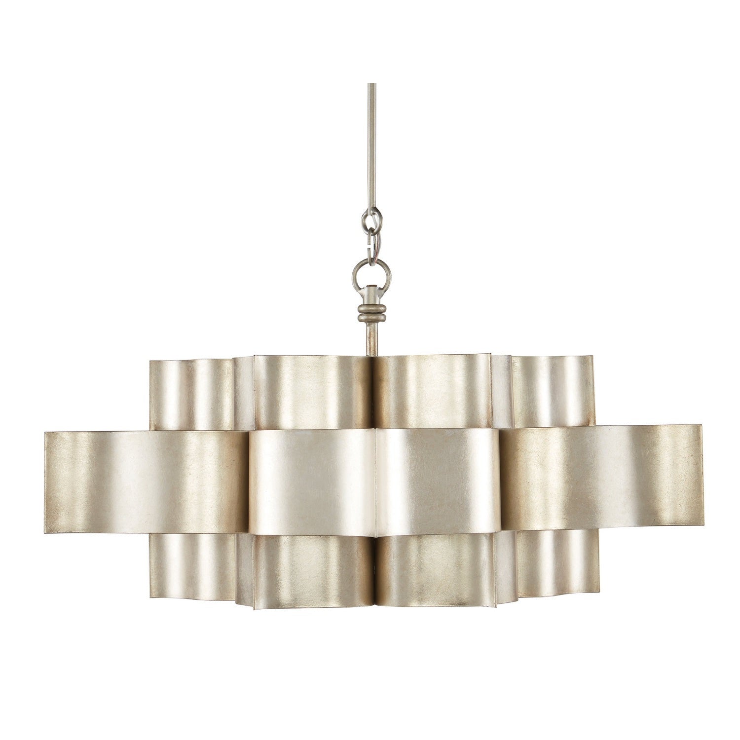 Currey and Company - 9000-0051 - Six Light Chandelier - Grand Lotus Collection - Contemporary Silver Leaf