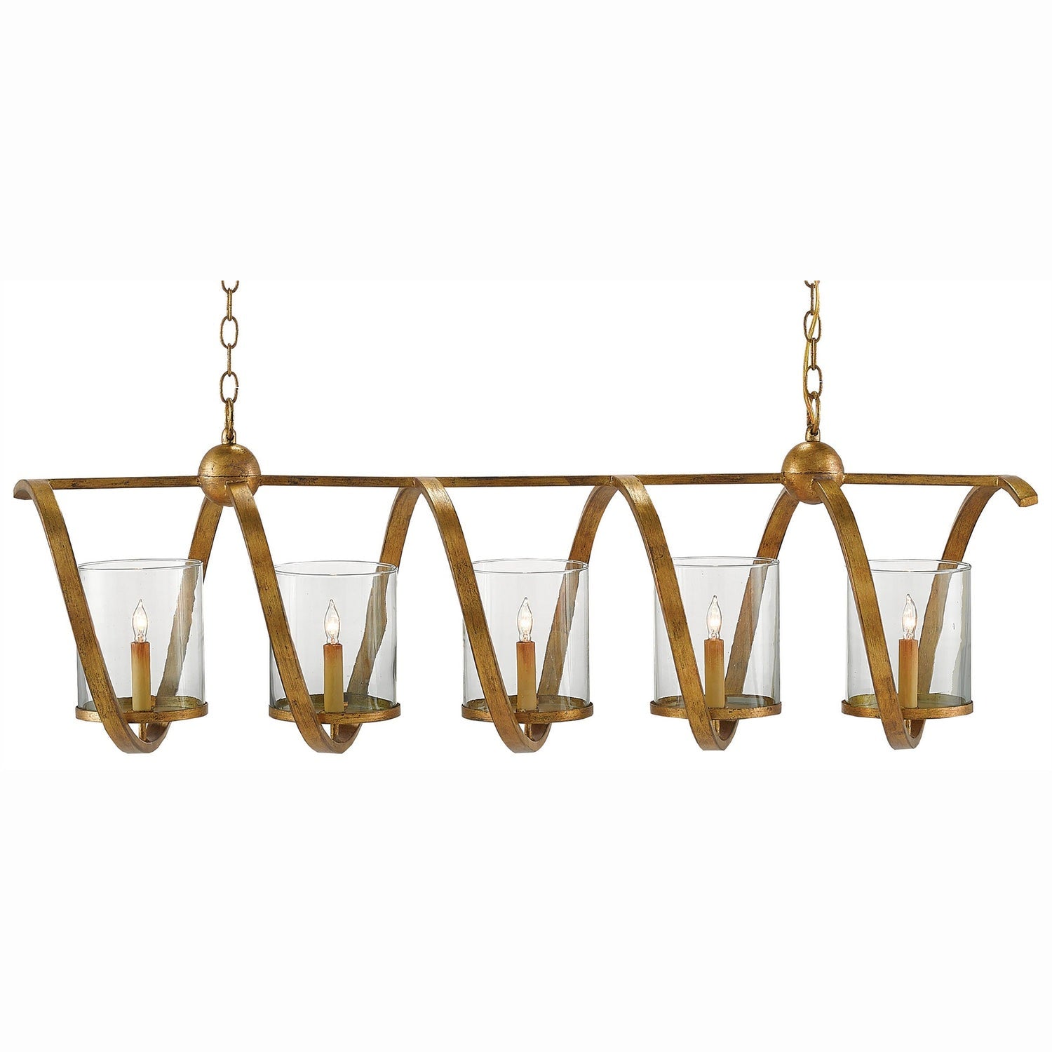 Currey and Company - 9000-0054 - Five Light Chandelier - Maximus Collection - Washed Gold Leaf