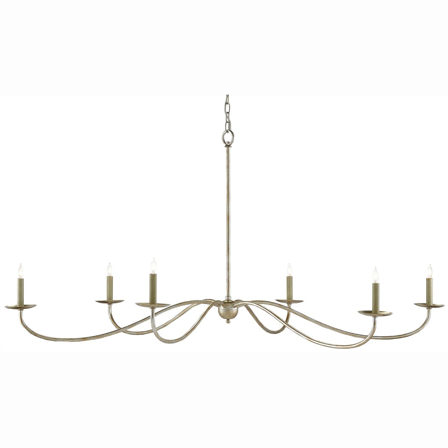 Currey and Company - 9000-0055 - Six Light Chandelier - Saxon Collection - Silver Granello