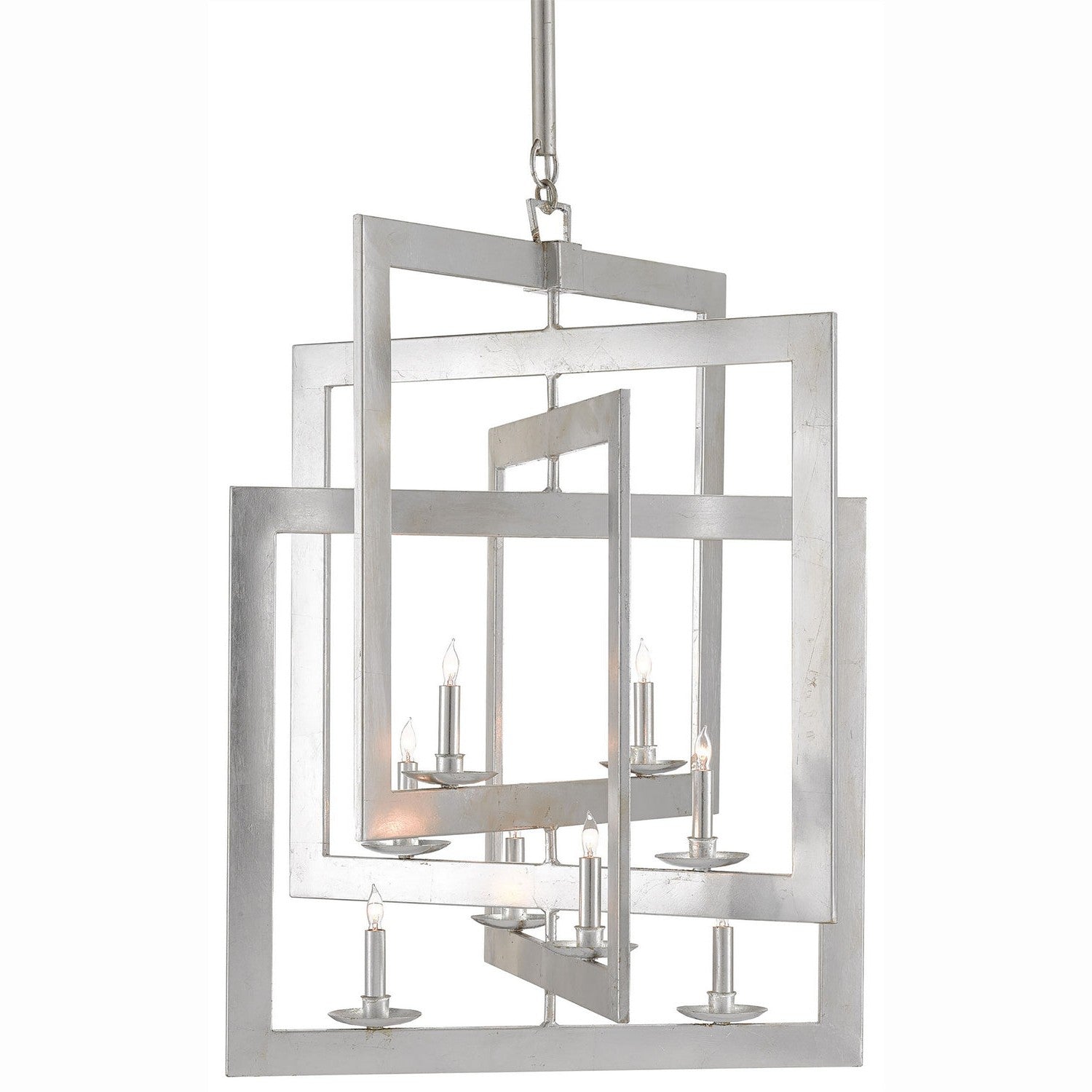 Currey and Company - 9000-0056 - Eight Light Chandelier - Middleton Collection - Contemporary Silver Leaf