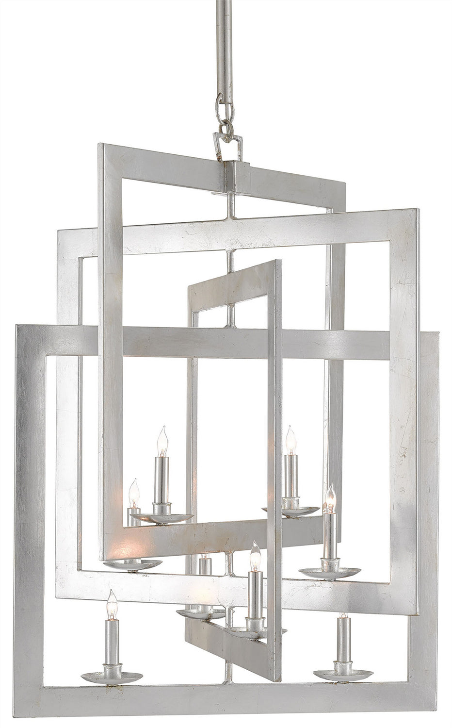 Currey and Company - 9000-0056 - Eight Light Chandelier - Middleton Collection - Contemporary Silver Leaf