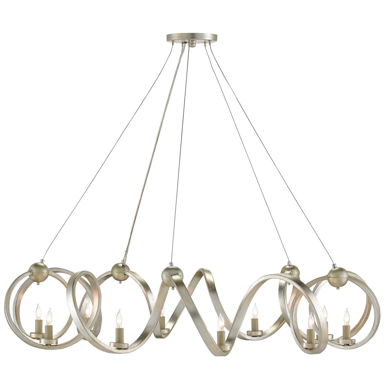 Currey and Company - 9000-0059 - Ten Light Chandelier - Ringmaster Collection - Contemporary Silver Leaf