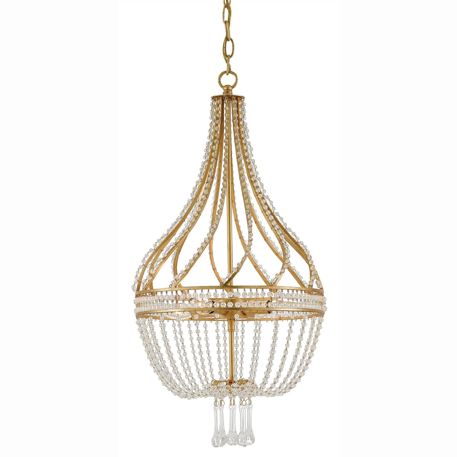 Currey and Company - 9000-0061 - Four Light Chandelier - Ingenue Gold Chandelier - Antique Gold Leaf