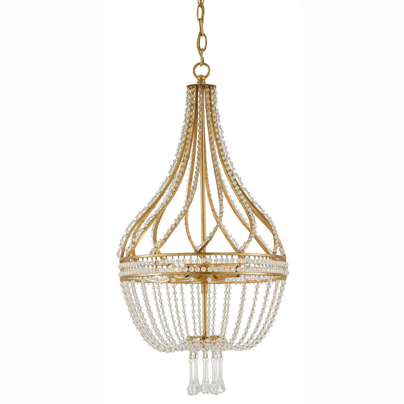 Currey and Company - 9000-0061 - Four Light Chandelier - Ingenue Gold Chandelier - Antique Gold Leaf