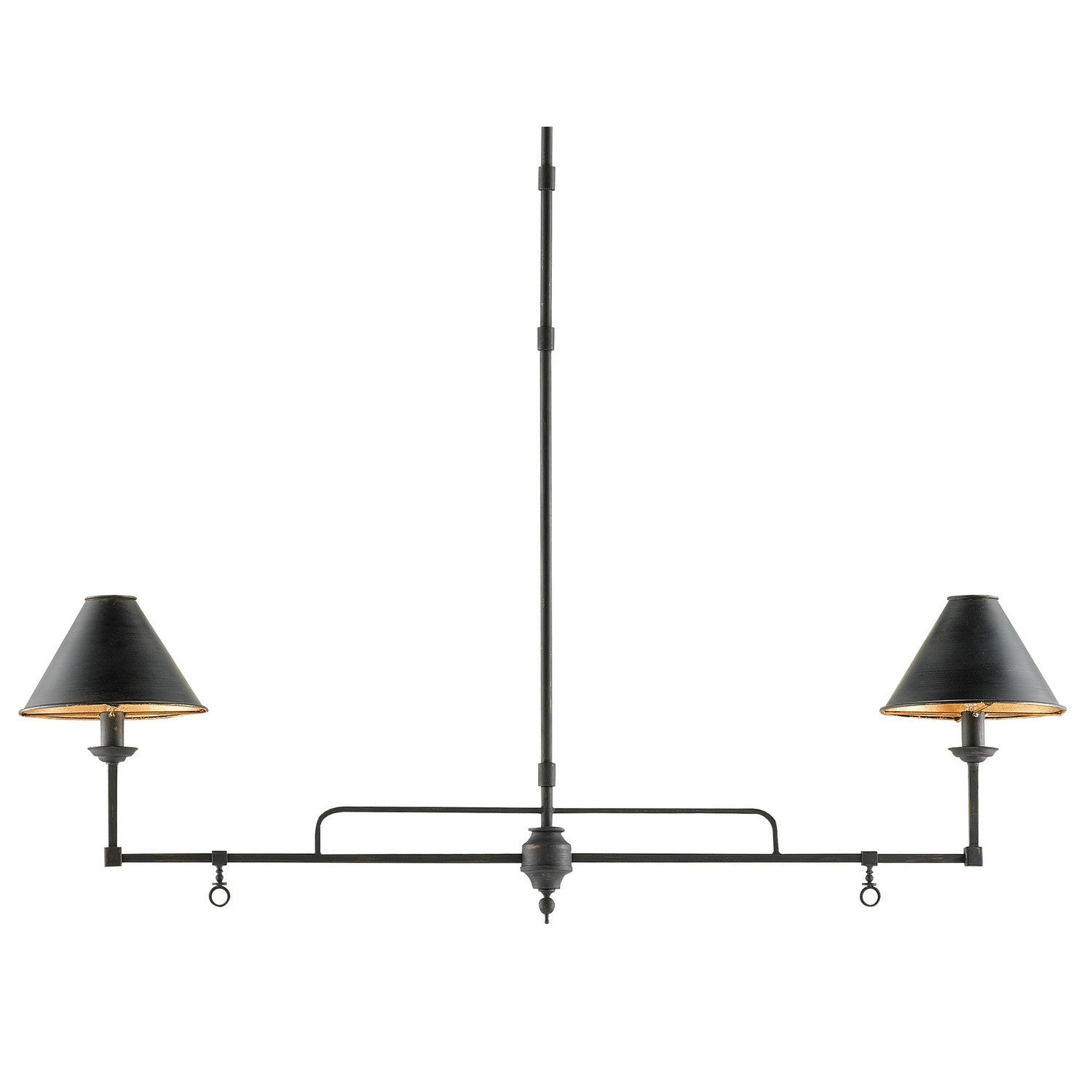 Currey and Company - 9000-0114 - Two Light Chandelier - Prosperity Black Rectangular Chandelier - French Black/Contemporary Gold Leaf Interior