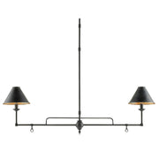 Currey and Company - 9000-0114 - Two Light Chandelier - Prosperity Black Rectangular Chandelier - French Black/Contemporary Gold Leaf Interior