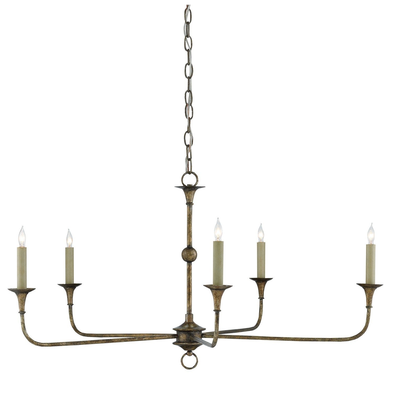 Currey and Company - 9000-0143 - Five Light Chandelier - Nottaway Collection - Pyrite Bronze