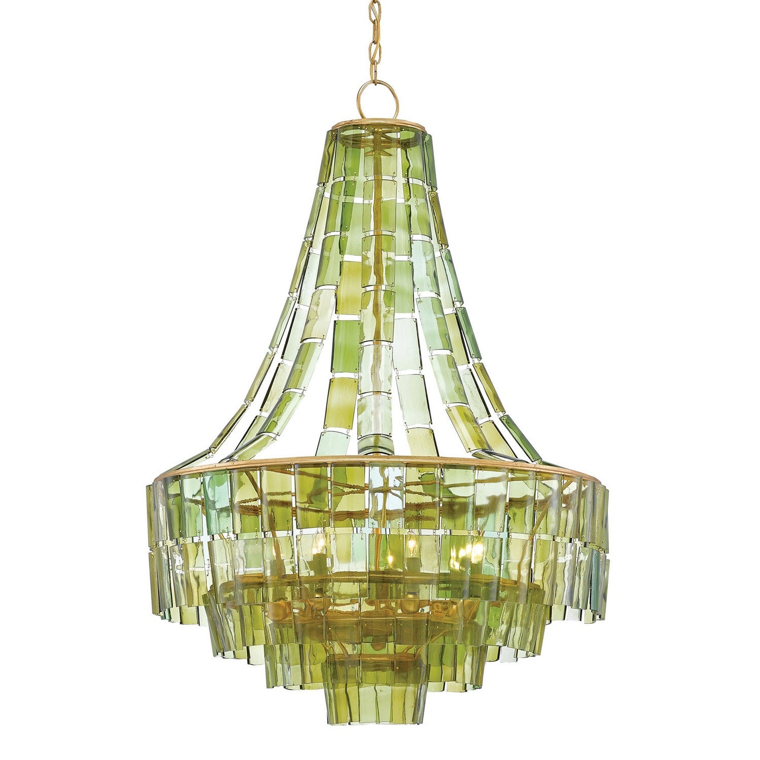Currey and Company - 9000-0147 - Seven Light Chandelier - Vintner Collection - Dark Contemporary Gold Leaf/Green
