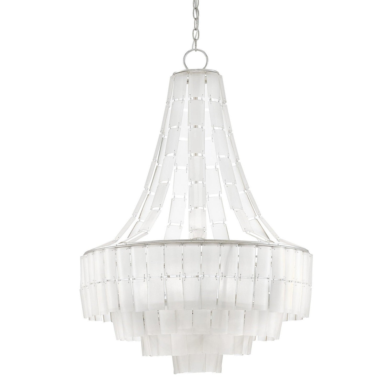Currey and Company - 9000-0159 - Seven Light Chandelier - Vintner Collection - Contemporary Silver Leaf/Opaque White