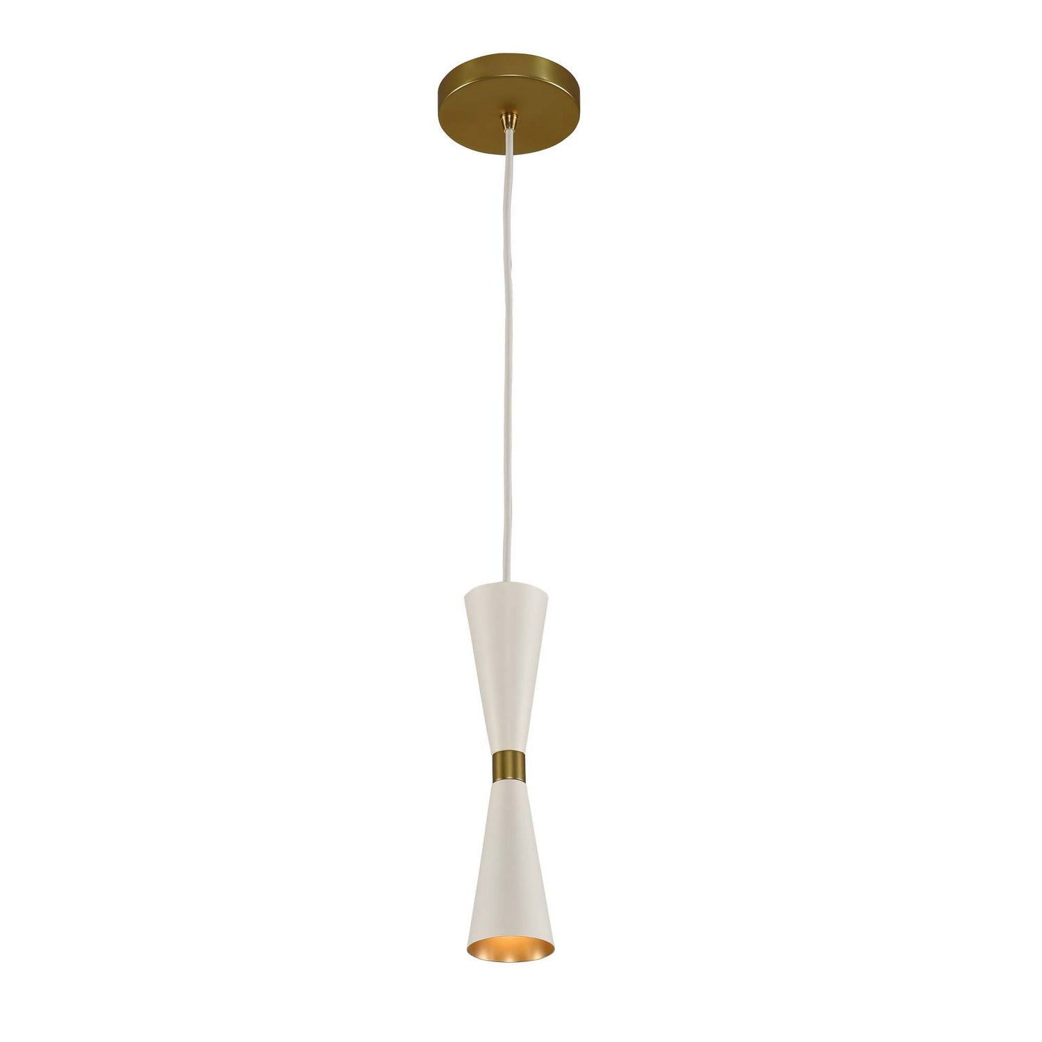 Kalco - 310410WVB - LED Mini Pendant - Milo - White and Vintage Brass