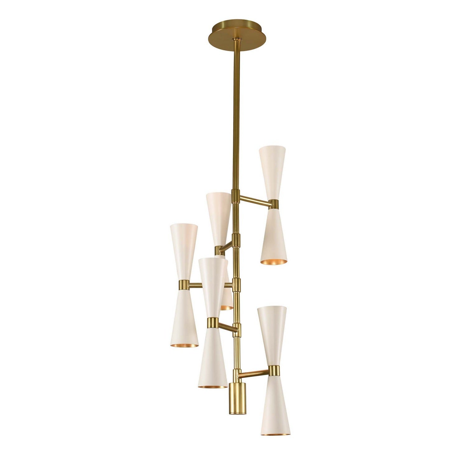 Kalco - 310472WVB - LED Chandelier - Milo - White and Vintage Brass