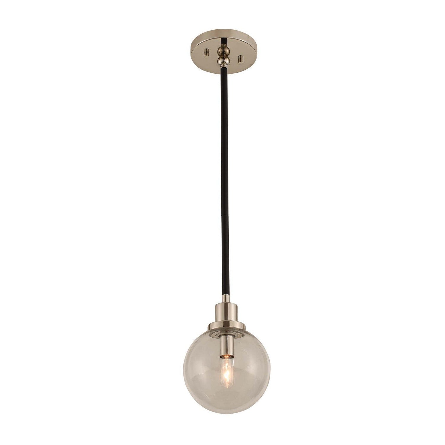 Kalco - 315410BPN - One Light Mini Pendant - Cameo - Matte Black Finish With Nickel Accents
