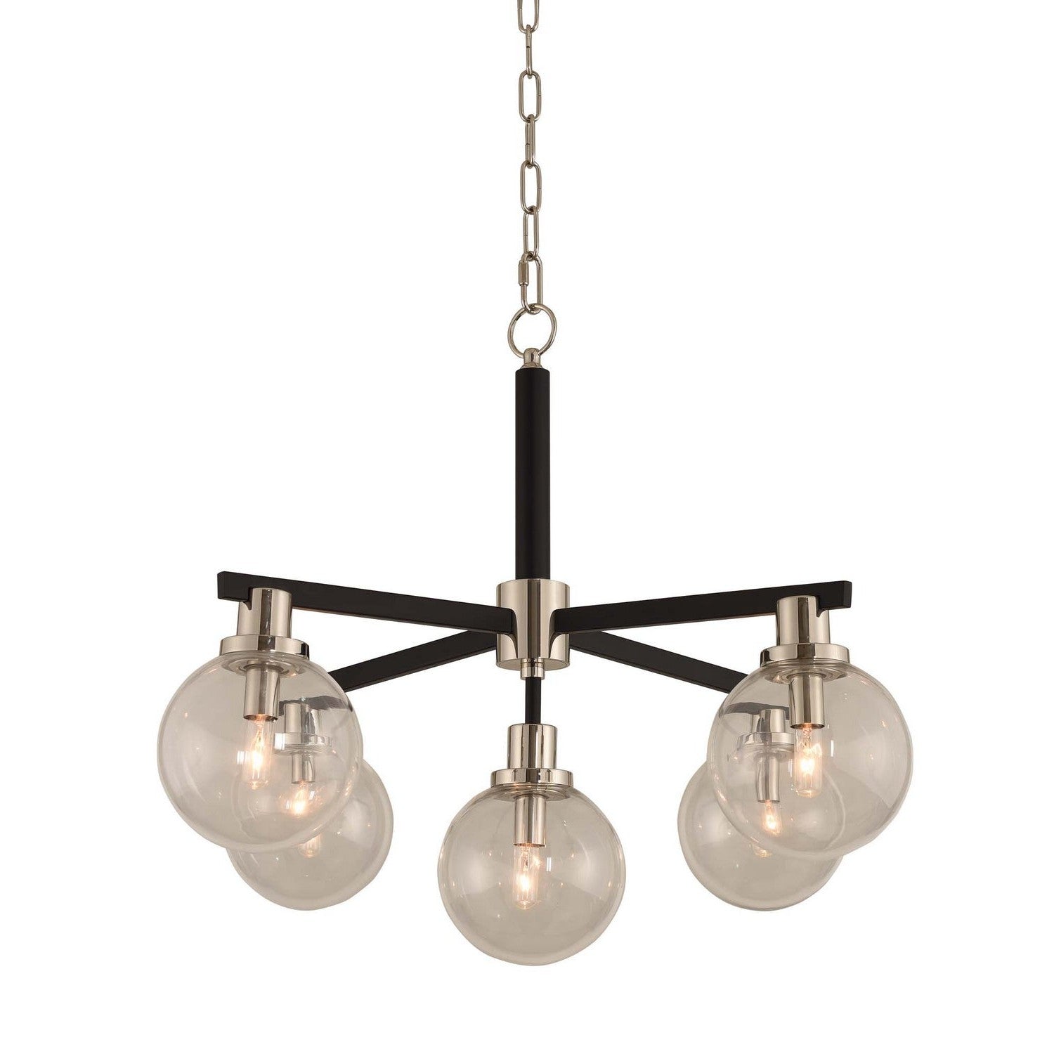 Kalco - 315451BPN - Five Light Pendant - Cameo - Matte Black Finish With Nickel Accents