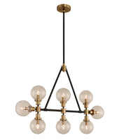 Kalco - 315453BBB - Eight Light Island Pendant - Cameo - Matte Black Finish with Brushed Pearlized Brass
