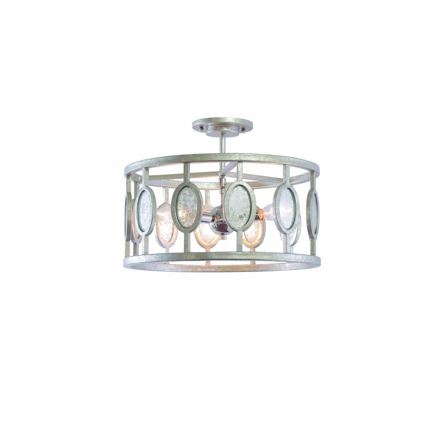 Kalco - 506141VSL - Three Light Semi Flush Mount - Palomar - Vintage Silver Leaf