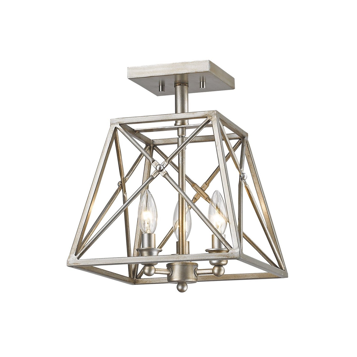 Z-Lite - 447SF-AS - Three Light Semi Flush Mount - Trestle - Antique Silver