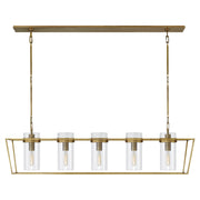 Visual Comfort Signature - S 5177HAB-CG - Five Light Linear Pendant - Presidio - Hand-Rubbed Antique Brass