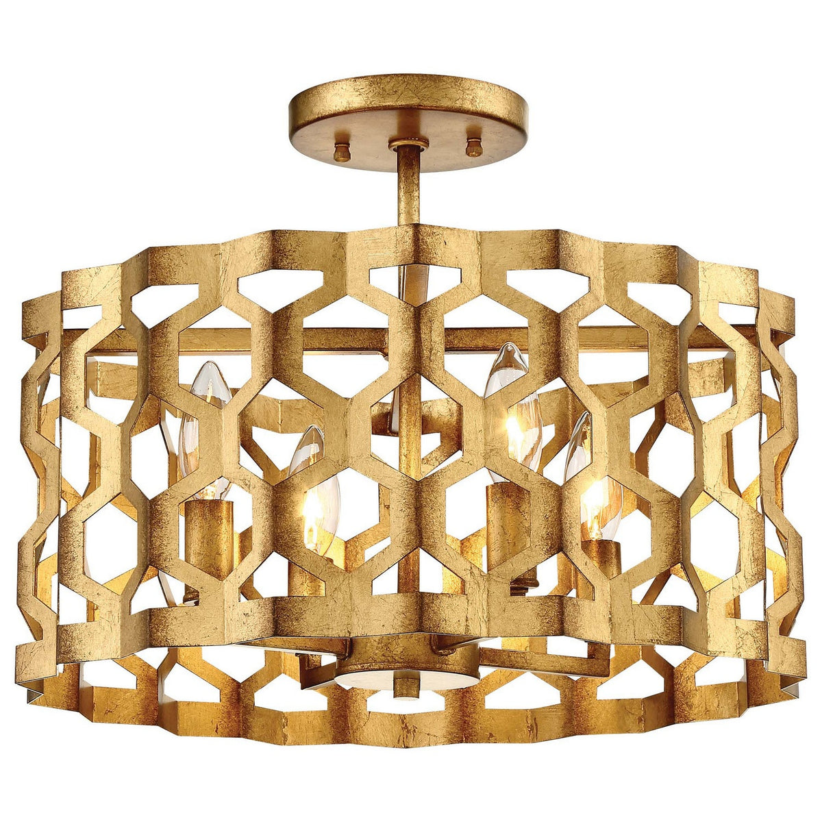 Metropolitan - N6772-293 - Four Light Semi Flush Mount (Convertible To Pendant) - Coronade - Pandora Gold Leaf