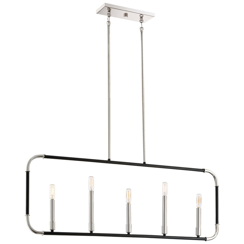 Minka-Lavery - 4065-572 - Five Light Island Pendant - Liege - Coal W/Polished Nickel Highlig