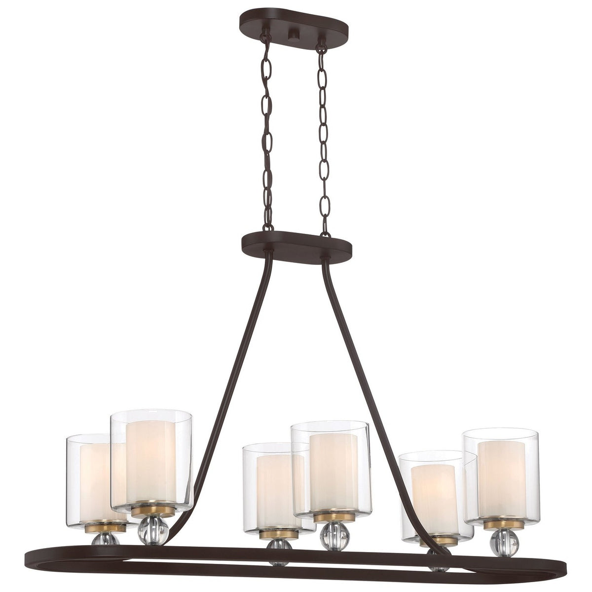 Minka-Lavery - 3076-416 - Five Light Island Pendant - Studio 5 - Painted Bronze w/Natural Brushed Brass