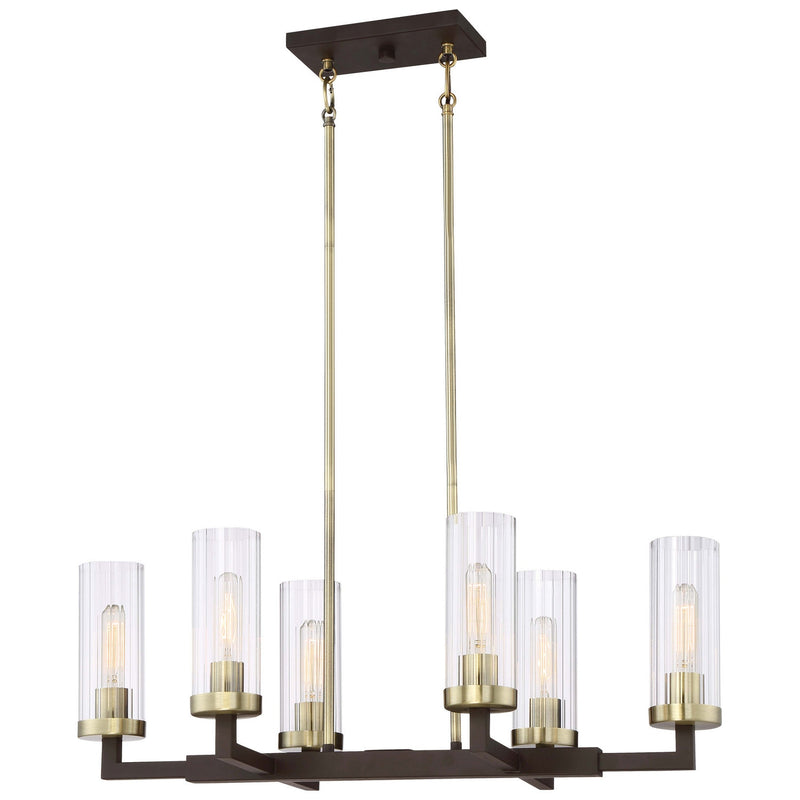Minka-Lavery - 3046-560 - Six Light Island Pendant - Ainsley Court - Aged Kinston Bronze W/Brushed