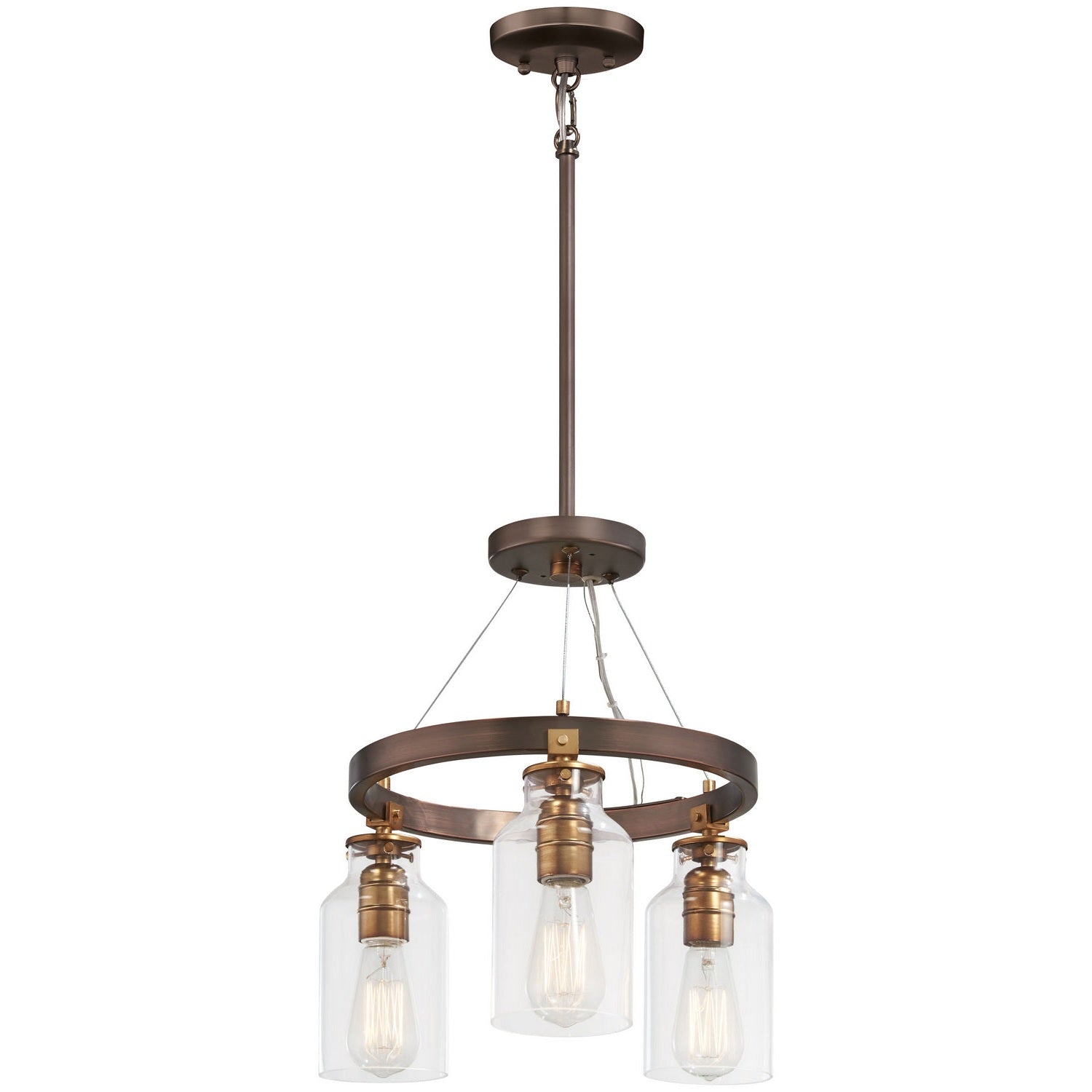 Minka-Lavery - 4553-588 - Three Light Semi Flush (Convertible To Pendant) - Morrow - Harvard Court Bronze W/Gold Hi