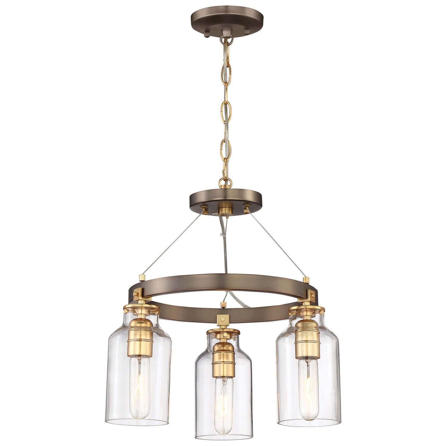 Minka-Lavery - 4553-588 - Three Light Semi Flush (Convertible To Pendant) - Morrow - Harvard Court Bronze W/Gold Hi