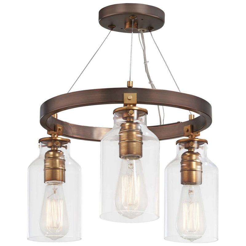 Minka-Lavery - 4553-588 - Three Light Semi Flush (Convertible To Pendant) - Morrow - Harvard Court Bronze W/Gold Hi