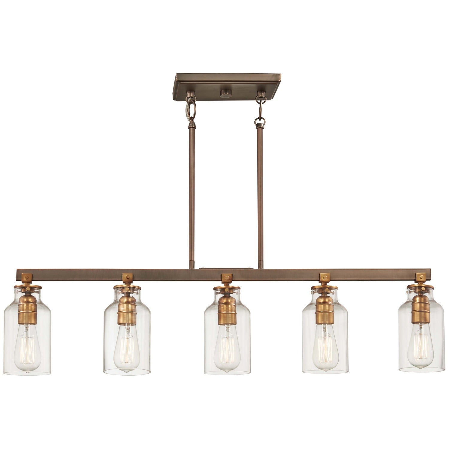 Minka-Lavery - 4556-588 - Five Light Island Pendant - Morrow - Harvard Court Bronze W/Gold Hi
