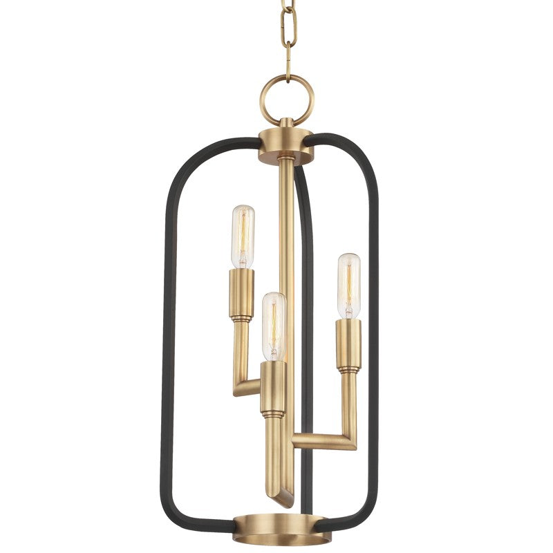 Hudson Valley - 8313-AGB - Three Light Lantern - Angler - Aged Brass