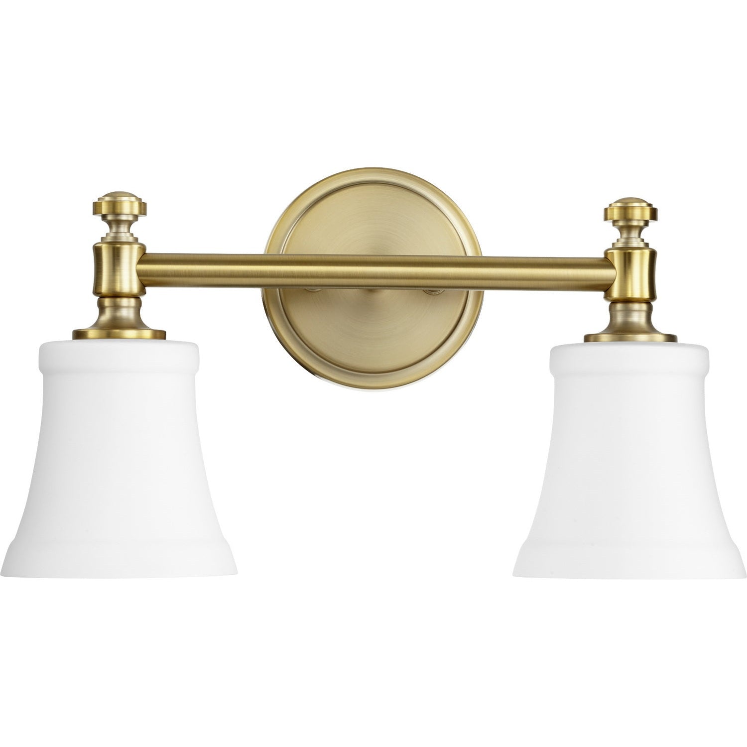 Quorum - 5122-2-80 - Two Light Vanity - Rossington - Aged Brass w/ Satin Opal