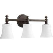 Quorum - 5122-3-186 - Three Light Vanity - Rossington - Oiled Bronze w/ Satin Opal