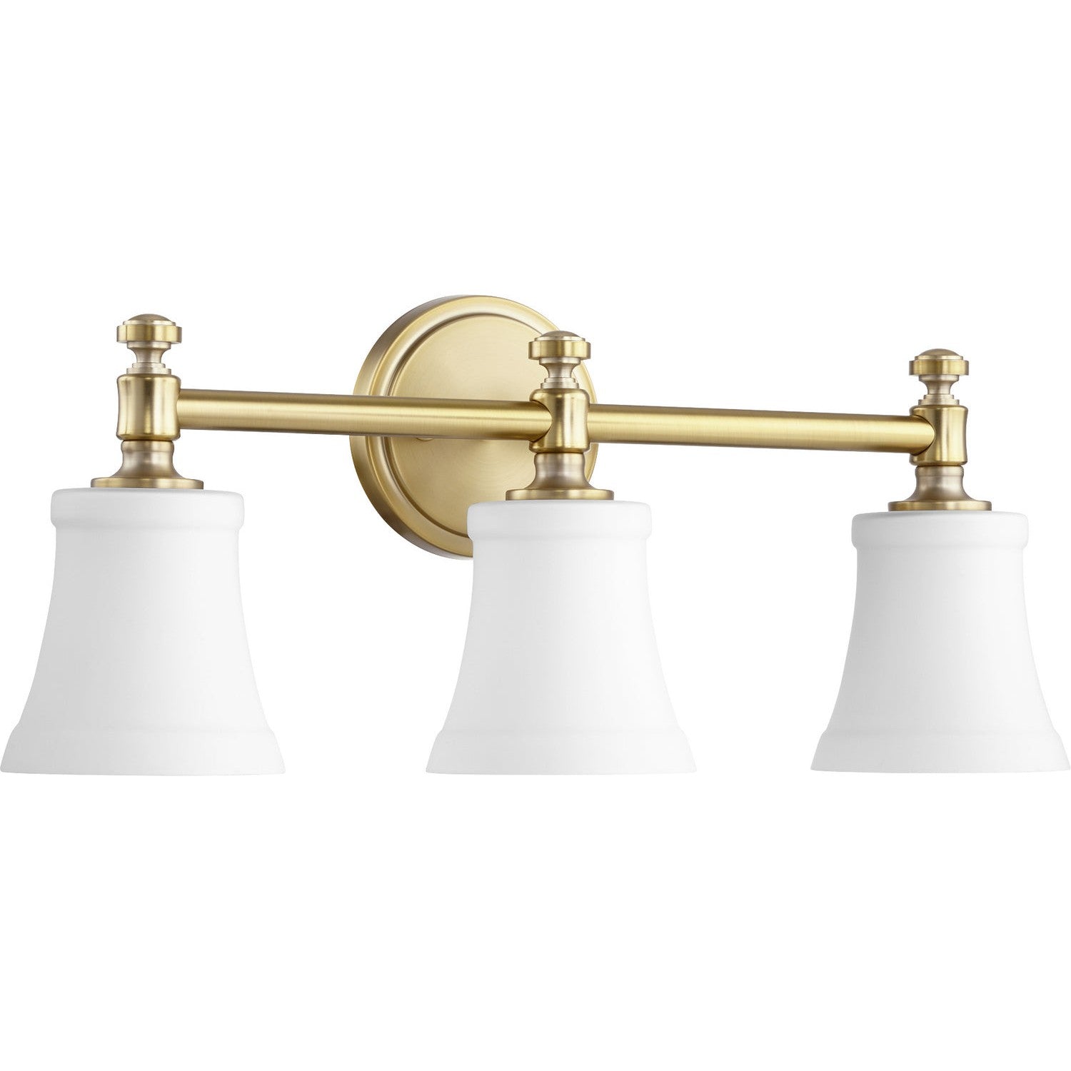 Quorum - 5122-3-80 - Three Light Vanity - Rossington - Aged Brass w/ Satin Opal