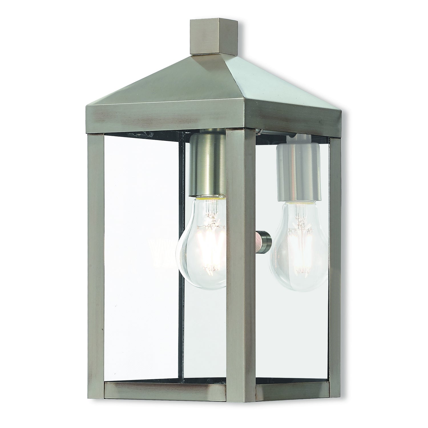 Livex Lighting - 20582-91 - One Light Outdoor Wall Lantern - Nyack - Brushed Nickel w/ Polished Chrome Stainless Steel