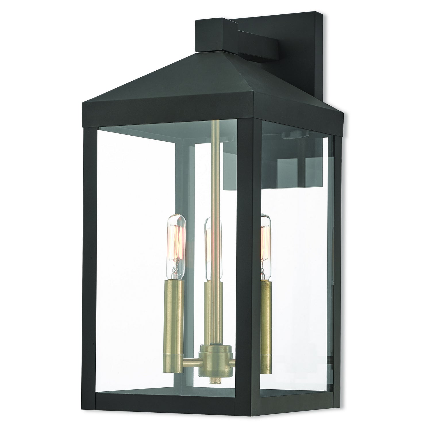 Livex Lighting - 20584-07 - Three Light Outdoor Wall Lantern - Nyack - Bronze w/ Antique Brass Cluster