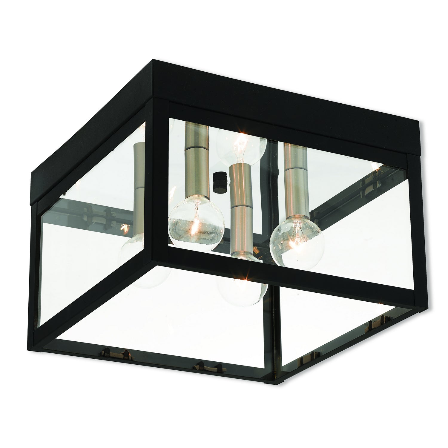 Livex Lighting - 20589-04 - Four Light Outdoor Ceiling Mount - Nyack - Black w/ Brushed Nickel Cluster