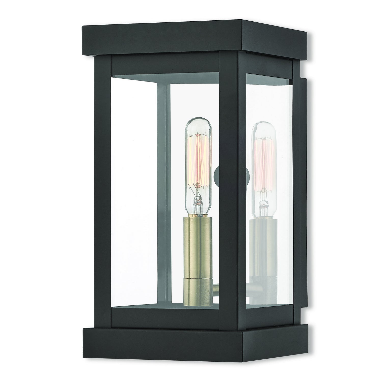 Livex Lighting - 20701-07 - One Light Outdoor Wall Lantern - Hopewell - Bronze w/ Antique Brass Cluster and Polished Chrome Stainless Steel